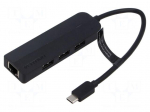 Hub USB | USB 2.0 | black | Number of ports: 5 | 0.15m | ABS
