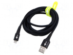 Cable | USB 2.0 | Apple Lightning plug,USB A plug | 2m | black | 60W