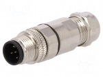 Connector: M12 | plug | PIN: 5 | male | 60V | straight | IP67 | soldering