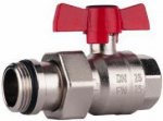 Ball valve with t-handle, straight version, red 1"