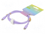 Cable | USB 2.0 | USB C plug,both sides | 1.5m | violet | silicone