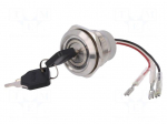 Switch: key switch | Stabl.pos: 3 | Contacts: 3PST | &Oslash;30mm | Key: flat