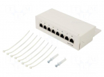 Patch panel | white | Number of ports: 8 | Cat: 6a | RJ45 socket x8