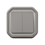 PLEXO 2 GANG 2-WAY SWITCH OR 2 GANG PUSH BUTTON - GREY - FLUSH