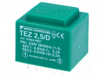 Transformer: encapsulated | 2.5VA | 230VAC | 6V | 6V | 208.3mA | 208.3mA