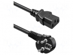 Cable | 3G0.75mm2 | CEE 7/7 (E/F) plug angled,IEC C13 female | PVC