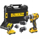 Dewalt cordless drill/screwdriver DCD703L2T, 12 volts (yellow/black, 2x Li-Ion XR battery 3Ah, 4 interchangeable heads)