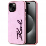 Case Karl Lagerfeld Wrinkled Metal Signature for iPhone 15 / pink
