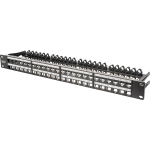 Digitus Modular High Density Patch Panel, 48-Port, Rack Mount (black, 1 U, for Keystone Modules, with Labeling Field)