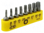 Kit: screwdriver bits | Pcs: 8 | Torx&reg; | 30mm | Mounting: 1/4" (C6,3mm)
