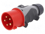 Connector: AC supply 3-phase | plug | male | 32A | 400VAC | IP44 | PIN: 5