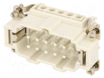 Connector: HDC | contact insert | male | S-E | PIN: 10 | 10+PE | size 10B