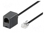 Cable: telephone | RJ11 socket,RJ11 plug | 10m | black