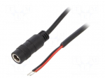 Cable | 2x0.5mm2 | wires,DC 5,5/2,1 socket | straight | black | 4m