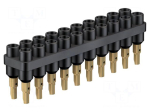 Laboratory connector: 2mm banana | socket strip | black | 70VDC | 10A