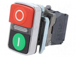 Switch: double | 22mm | Stabl.pos: 1 | NC + NO | green/red | LED | 230V