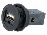 USB socket | 22mm | har-port | &Oslash;22.3mm | IP20 | black | USB 2.0 A/A