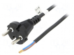 Cable | 2x0.75mm2 | CEE 7/17 (C) plug,wires | PVC | 10m | black | 16A