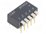 Switch: DIP-SWITCH | Poles number: 5 | ON-OFF | 0.025A/24VDC | Pos: 2