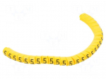 Marker: cable | Marking: 5 | 2.5&divide;5mm | PVC | yellow | leaded | PA-1 | L: 3mm