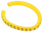 Marker: cable | Marking: S | 1.3&divide;3mm | PVC | yellow | leaded | PA-02 | L: 3mm