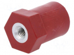 Support insulator | L: 55mm | &Oslash;: 40mm | Uoper: 1500V | UL94V-0 | Body: red