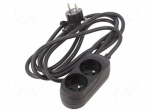 Extension lead | 3x1.5mm2 | 3m | PVC | black | Sockets no: 2 | 16A