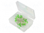Diode: LED-kit | THT | 3mm | 50pcs | green | 3&divide;15VDC | plastic box | 7.5mA