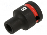Socket | socket spanner,impact | HEX 8mm | 1/2" | short