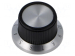 Knob | with flange | plastic | &Oslash;shaft: 6.35mm | &Oslash;25.9x15.5mm | black