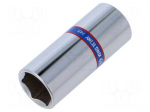 Socket spanner | HEX 15mm | 1/4" | Socket bit length: 50mm | long