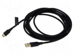 Cable | USB 2.0 | USB A plug,USB C plug | gold-plated | 3m | black