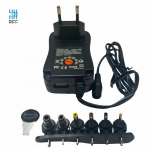 Riff Universal 12/30W (Max 2.1A) Power Adapter + USB with 3-12V manual switch & 6 Plugs in set Black