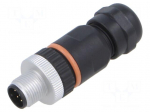 Connector: M12 | plug | PIN: 8 | male | 30V | straight | IP67 | for cable