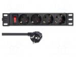 Plug socket strip: protective | Sockets: 4 | 250VAC | 16A | black