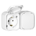 Uued tooted // Gniazdo podw&oacute;jne n/t 2P+Z, Schuko, bryzgoszczelne z klapką B2, IP54, NT-7B2, biały