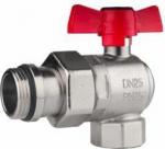 Ball valve with t-handle, angle version, red 1" HE
