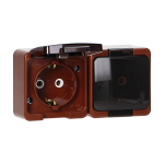 Uued tooted // Gniazdo  podw&oacute;jne 2x 2P+Z SCHUKO  bryzgoodporne z klapką dymną IP44, SMART, brązowy