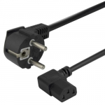 Power cord DELTACO CEE 7/7 - C13 angled, 1,5m, black / 1902305
