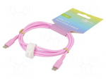 Cable | USB 2.0 | USB C plug,both sides | 1.5m | pink | silicone | 60W
