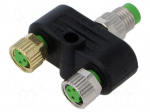 Adapter | M8 | PIN: 3,4 | M8 male 4pin,M8 female 3pin x2 | 60VDC | 4A