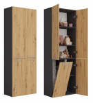 Topeshop NEL 1K DD ANT/ART KP bathroom storage cabinet Graphite, Oak
