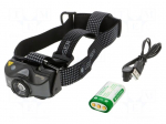 Torch: LED headtorch | IP54 | magnetic charging system | 40h | black