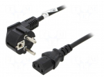 Cable | 3x1mm2 | CEE 7/7 (E/F) plug angled,IEC C13 female | PVC