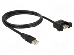 Cable | USB 2.0 | USB A socket,both sides | gold-plated | 1m | black