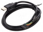 Cable | USB 2.0 | USB A plug,6pin pin header | 1.8m | black | 26AWG