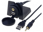 USB/AUX adapter | USB A socket,Jack 3,5mm 3pin socket | 2m