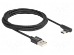 Cable | USB 2.0 | USB A plug,USB C plug 90&deg; left/right | 2m | black