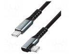 Cable | USB 3.2 Gen 2 | USB C plug,USB C angled plug | 1m | black