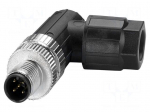 Connector: M12 | plug | PIN: 5 | 48V | angled | IP65 | push-lock | A code | 4A